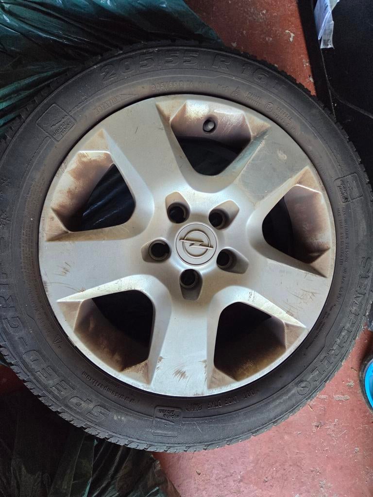 4 pneus de voiture avec jante 205/55 R16T semperito, Enlèvement, Pneu(s)