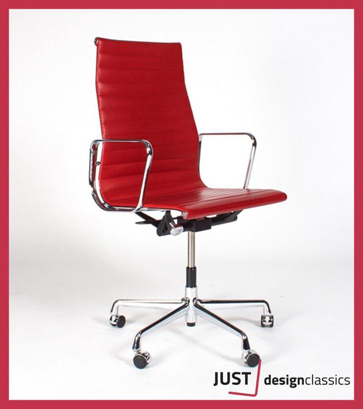 Eames Vitra ea 119 Rood Leder Chroom (voorraad:28), Huis en Inrichting, Bureaustoelen, Zo goed als nieuw, Bureaustoel, Rood, Ophalen