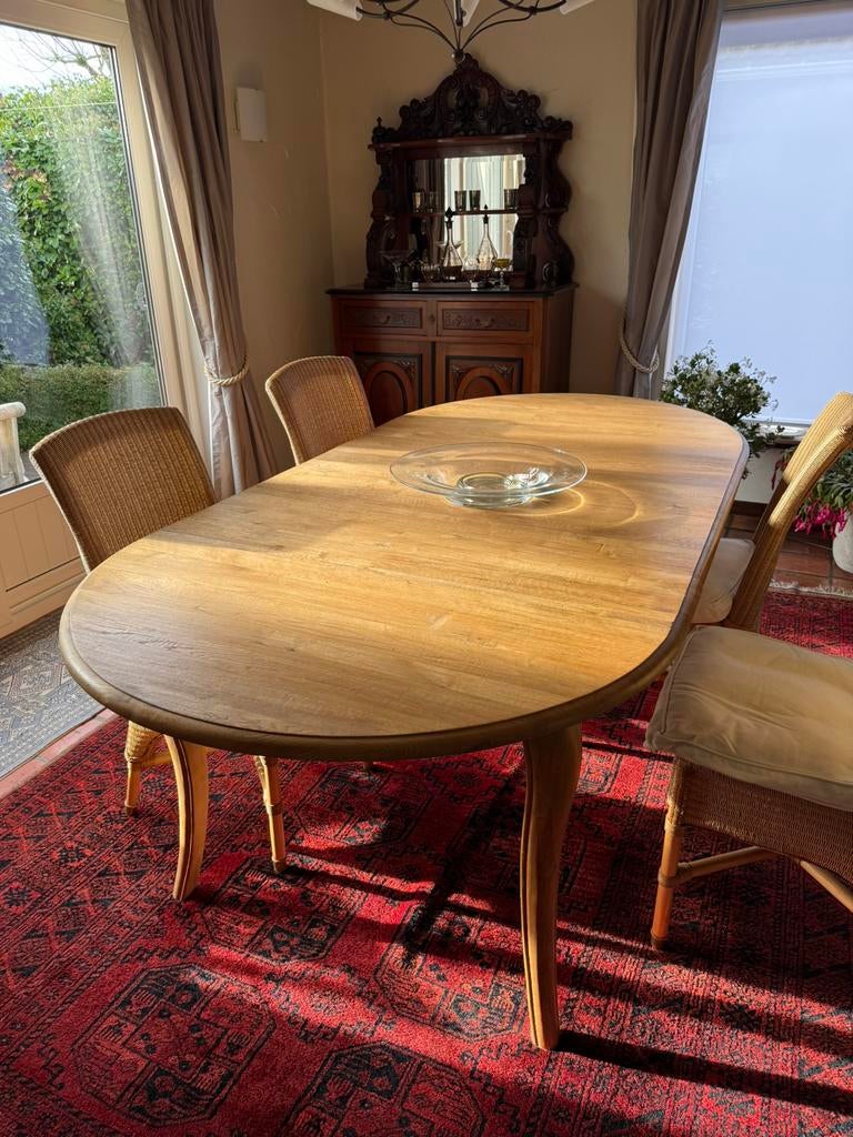 Lichteiken tafel met 4 Vincent Sheppard stoelen, Ophalen, Zo goed als nieuw