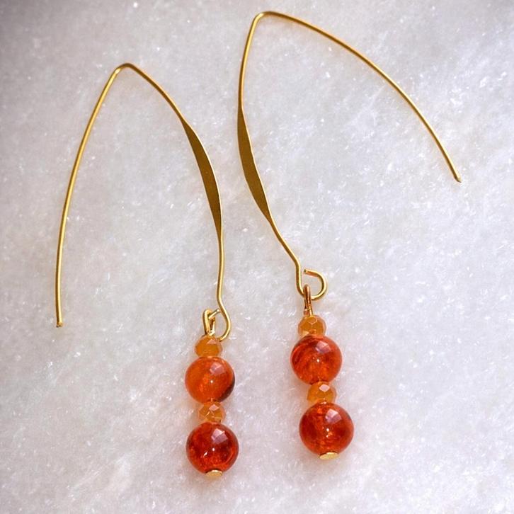 oorbellen parels rode vuuragaat, Bijoux, Sacs & Beauté, Boucles d'oreilles, Neuf, Pendantes, Verre, Rouge, Avec pierre précieuse