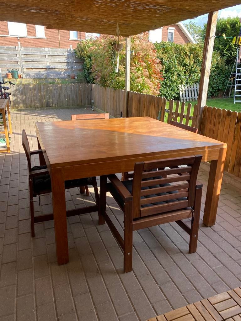 Table en teck épais 140 x 140 cm, Jardin & Terrasse, Enlèvement, Utilisé, Carré, Bois de teck