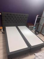 Boxsprings 100€ 160x200, Gris, Enlèvement, Utilisé, 200 cm