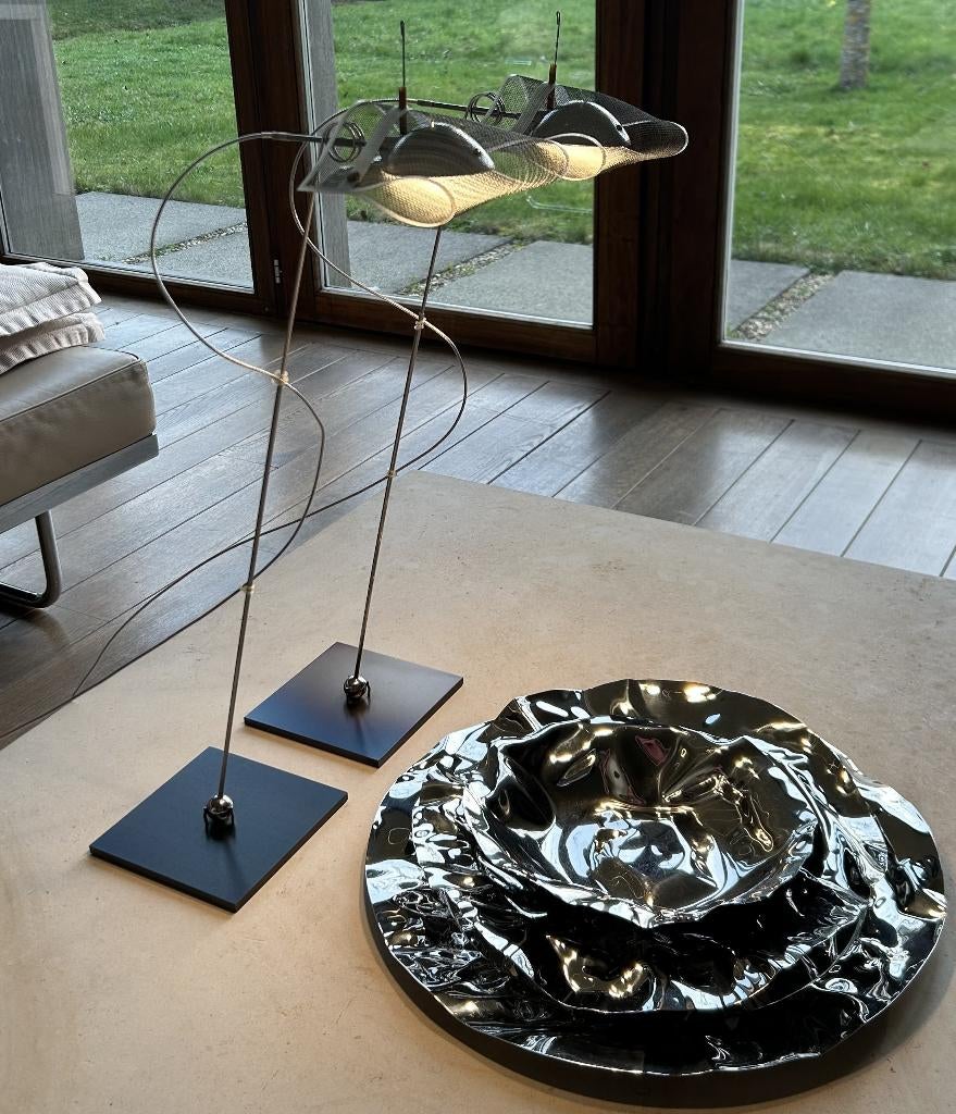 Design tafellampen Ingo Maurer "Los Minimalos Uno" 2x, Ophalen, Overige materialen, 50 tot 75 cm, Zo goed als nieuw