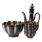 Mid-century theeservies – druipglazuur – ca. 1950–1970, Antiek en Kunst, Ophalen of Verzenden