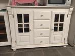 Witte houten kast met lades en glazen deuren, Ophalen