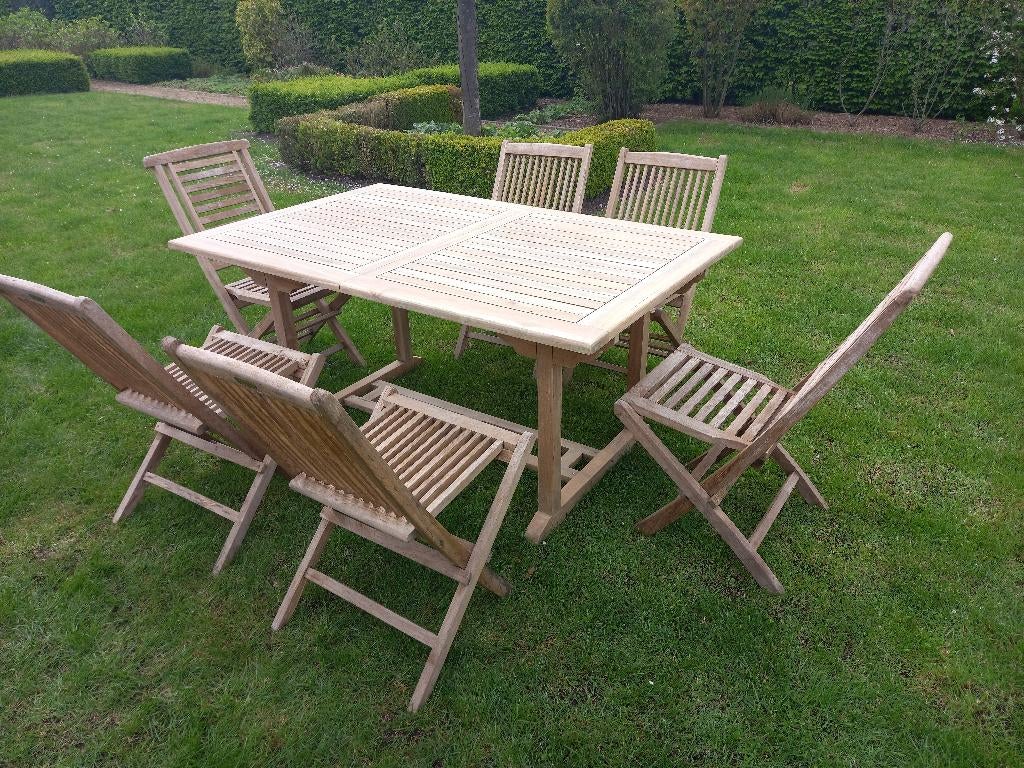tuinstel teak, Tuin en Terras, Ophalen, 6 zitplaatsen, Teakhout, Zo goed als nieuw