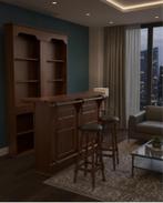 meuble de bar avec paroi arrière et tabourets, Maison & Meubles, Dénudé, Enlèvement, Utilisé