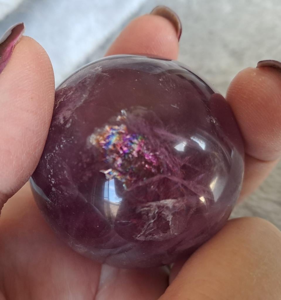 Fluoriet bol 4,5 cm met regenboogjes, Ophalen of Verzenden