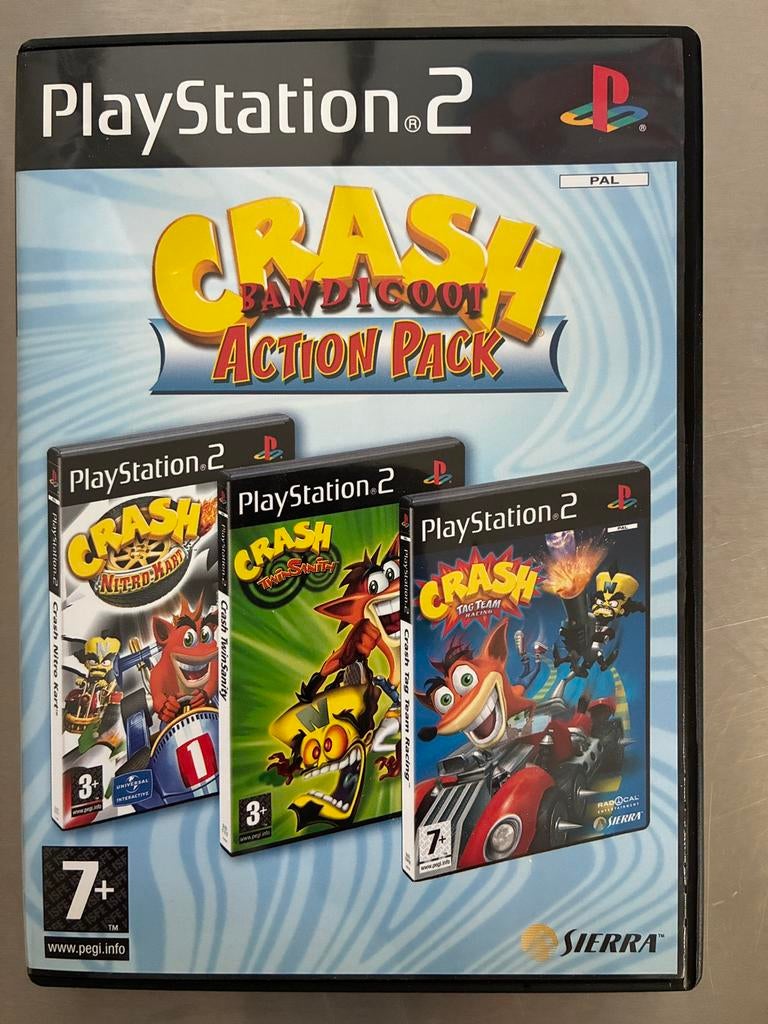 Crash Bandicoot Action Pack PS2 - 3 games in 1! Z.g.a.n., Games en Spelcomputers, Verzenden, Zo goed als nieuw