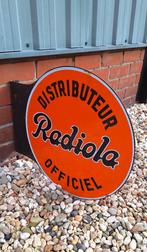 Pracht groot zwaar emaille dubbelzijdig Radiola Reclamebord., Verzamelen, Ophalen of Verzenden, Gebruikt, Reclamebord