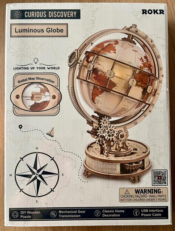 Robotime Luminous Globe houten 3D bouwkit, Hobby & Loisirs créatifs, Modélisme | Autre, Neuf, Enlèvement