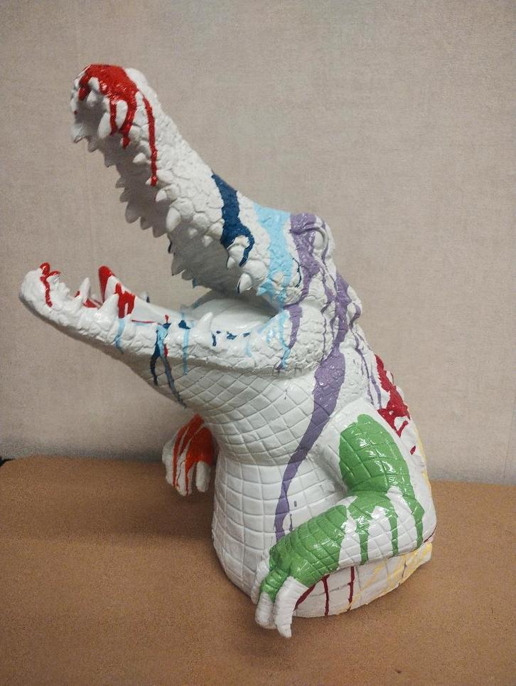 krokodillen hoofd, Jardin & Terrasse, Statues de jardin, Comme neuf, Animal, Synthétique, Enlèvement ou Envoi