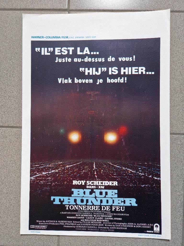 filmaffiche Blue Thunder 1983 filmposter, Rechthoekig Staand, Ophalen of Verzenden, Zo goed als nieuw, A1 t/m A3