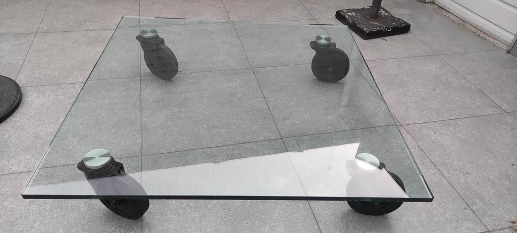 Glazen tafel op wielen 1,2 m², Ophalen
