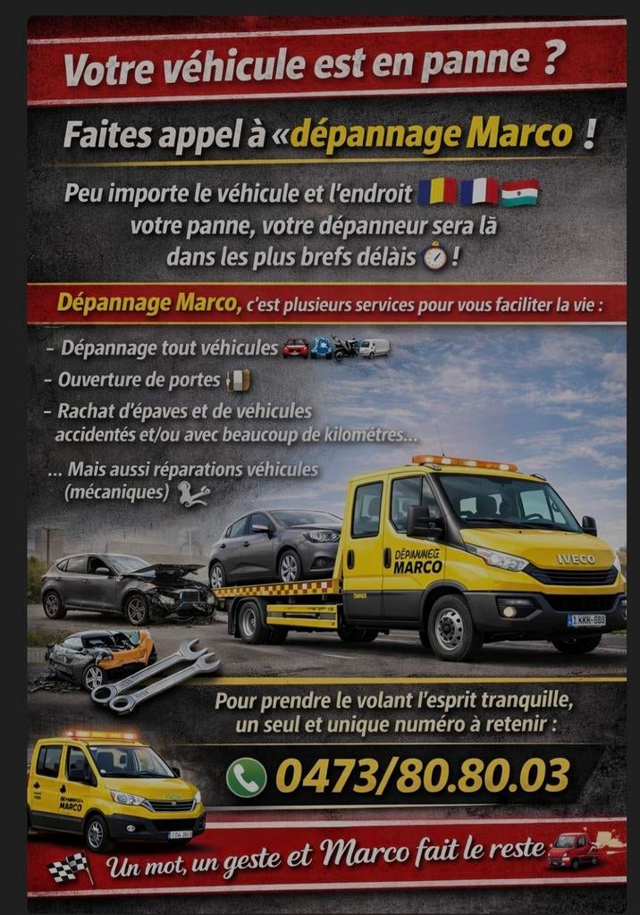 Dépannage camionnette et voiture +32473808003