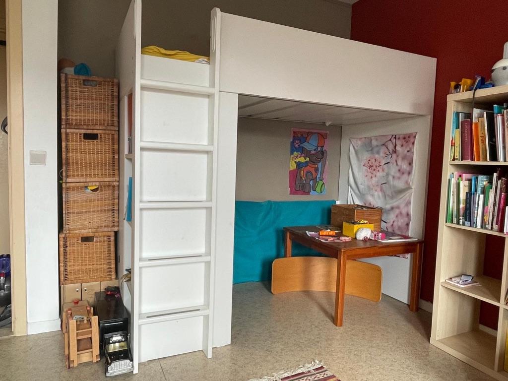 Gratuit : lit mezzanine avec placards intégrés et matelas, 90 cm, 210 cm, Une personne, 180 à 200 cm