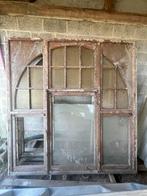 Twee grote houten ramen 2000x2100, Doe-het-zelf en Bouw, Glas en Ramen, Ophalen, Gevelraam of Ruit, Gebruikt, 160 cm of meer