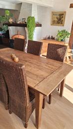 Massieve eiken tafel en/of 6 rieten eetkamerstoelen, Antiek en Kunst, Ophalen
