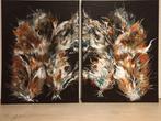 Abstract tweeluik 40x30cm  (LiRa-Art), Antiquités & Art, Art | Peinture | Moderne, Enlèvement