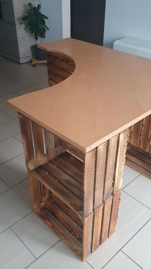 Planche, table de bureau de coin (sans les caisses en bois), Huis en Inrichting, Bureaus, Gebruikt, Bureau, In hoogte verstelbaar