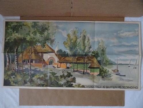 Antieke kunst 1935 Perspectief is buiten mededinging poster, Verzamelen, Posters, Gebruikt, Dier of Natuur, A1 t/m A3, Rechthoekig Liggend