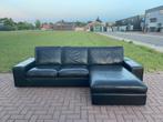 GRATIS LEVERING HEEL BE Mooie Zwarte Echt Leer Hoekbank, 250 tot 300 cm, Hoekbank, Leer, Ophalen of Verzenden