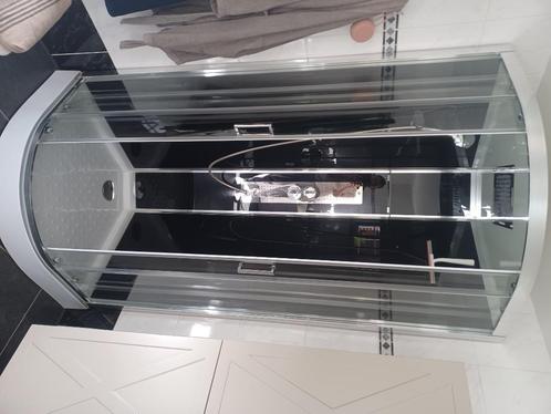 Douchecabine halfrond 90x90, Doe-het-zelf en Bouw, Sanitair, Gebruikt, Douche, Chroom, Glas, Ophalen