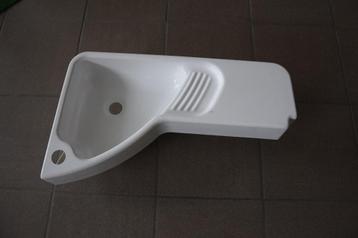 Nouvel évier d'angle en plastique blanc mesurant 35 x 60 cm 