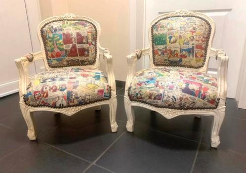 2 Donald Duck barok louis XI kinderstoelen jaren 70 Uniek!, Antiek en Kunst, Antiek | Meubels | Stoelen en Sofa's, Ophalen