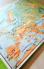 Vintage schoolkaart Europa: Fysisch & Geologisch (dubbelz), Ophalen of Verzenden, Aardrijkskunde