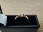 14 karaat geelgouden solitair ring met diamant, Ophalen of Verzenden, Zo goed als nieuw, 17 tot 18, Met edelsteen