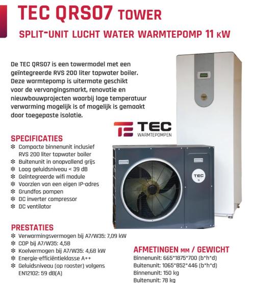 Warmtepomp split met boiler, Doe-het-zelf en Bouw, Chauffageketels en Boilers, Nieuw, Boiler, 100 liter of meer, Ophalen