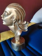 Bronzen dames profiel op koperen sokkel, Ophalen of Verzenden