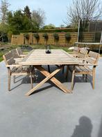 Houten tuintafel met 6 stoelen, Tuin en Terras, Tuinsets en Loungesets, Gebruikt, Ophalen