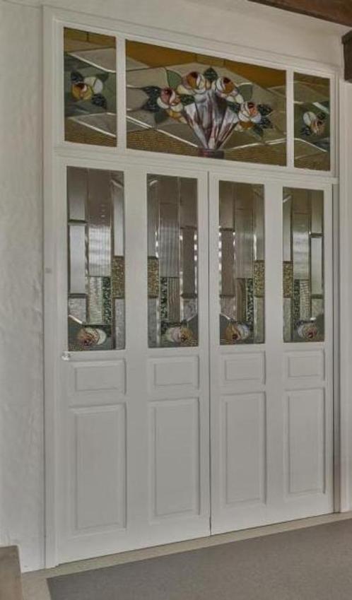 Dubbele deur met glas-in-loodramen, Antiek en Kunst, Antiek | Glaswerk en Kristal, Ophalen