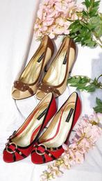 LOT pumps van echt leer in rood en beige, Ophalen of Verzenden, Zo goed als nieuw, Rood, Pumps