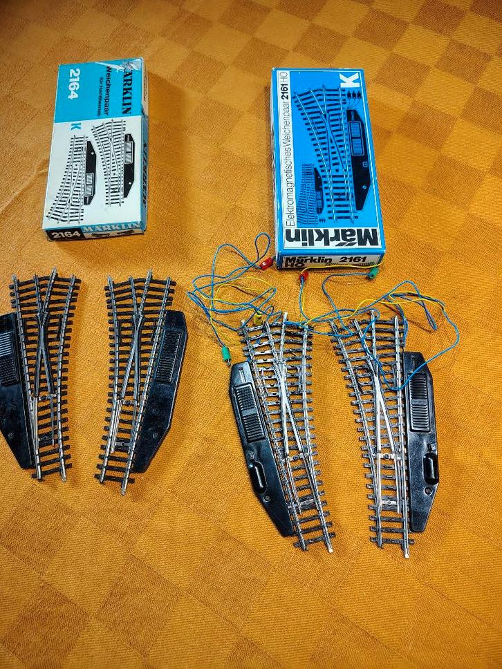 Marklin 2161 en 2164 K-rail wisselparen, Hobby en Vrije tijd, Modeltreinen | H0, Gebruikt, Rails, Wisselstroom, Märklin, Analoog