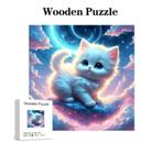 Wooden Puzzle - Katje in de wolken - L, Ophalen of Verzenden, Minder dan 500 stukjes, Zo goed als nieuw, Legpuzzel