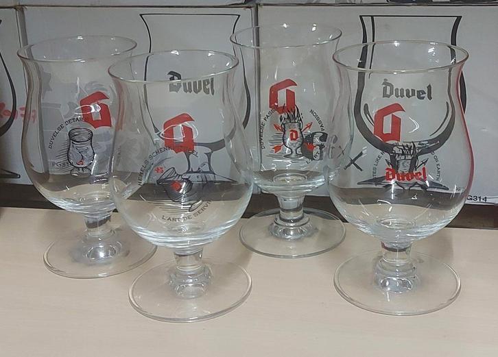 5 Duvel glazen 'schenkrituelen', Verzamelen, Glas en Drinkglazen, Bierglas, Ophalen of Verzenden