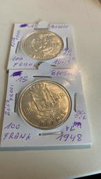 2 munten België 100 frank vl en fr 1948 zilver, Ophalen of Verzenden, Zilver