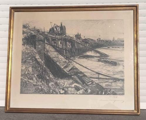Lithographie nieuwport signe Maurice wagemans, Antiek en Kunst, Kunst | Litho's en Zeefdrukken, Ophalen