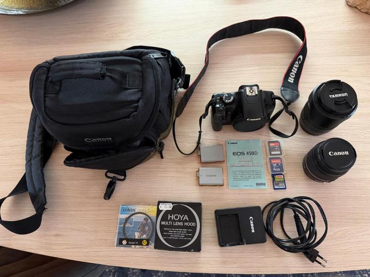 Canon Eos 450D met toebehoren, Audio, Tv en Foto, Fotocamera's Digitaal, Gebruikt, Spiegelreflex, Canon, 8 keer of meer, Ophalen