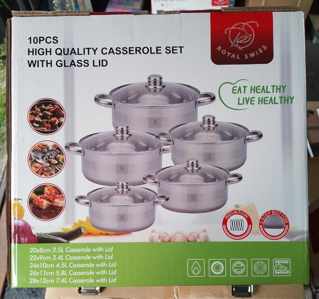 Nouveau Set de Casseroles 10 Pieces Inox Prxi 49.99 euro, Maison & Meubles, Cuisine | Casseroles & Poêles, Neuf, Ensemble de casseroles