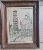 Kader met pentekening brugge / belfort brugge, Antiek en Kunst, Kunst | Tekeningen en Fotografie, Ophalen of Verzenden