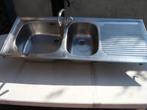 Evier Inox 2 bacs à encastrer, Ophalen, Gebruikt, Inox, Overige typen