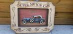 Houten pubbord in reliëf / 3D met oldtimer, Antiek en Kunst, Ophalen of Verzenden