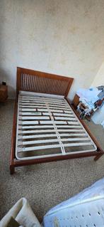 Lit edward en bois massif avec sommier 160X200, Maison & Meubles, Edward, Brun, Enlèvement, Utilisé