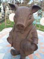 ROESTGEPATINEERD GIETIJZEREN BEELD (MR PIGLET), Tuin en Terras, Tuinbeelden, Ophalen of Verzenden, Zo goed als nieuw, Overige materialen