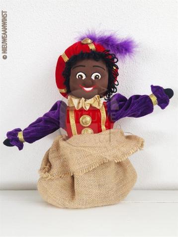 Authentieke Etos zwarte Piet pop in zak - 40cm, rood/paars beschikbaar voor biedingen