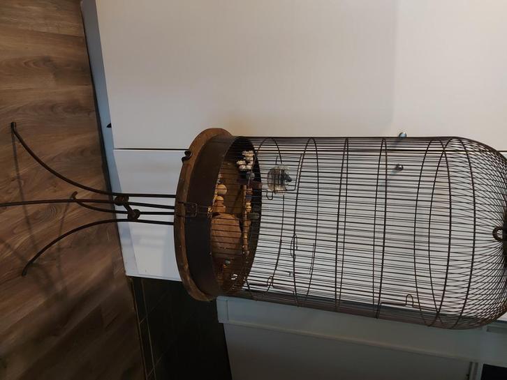 Retro vogelkooi, Dieren en Toebehoren, Vogels | Hokken en Kooien, Gebruikt, Vogelkooi, Metaal, Ophalen